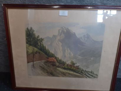 Le vizard route de valloire
Gravure en couleur...