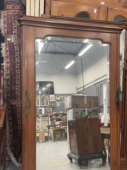 Miroir de boiserie en bois naturel glace...