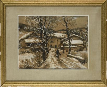 MENETRIER (XXème)
Paysage de neige
Gouache...