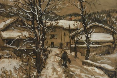MENETRIER (XXème)
Paysage de neige
Gouache...