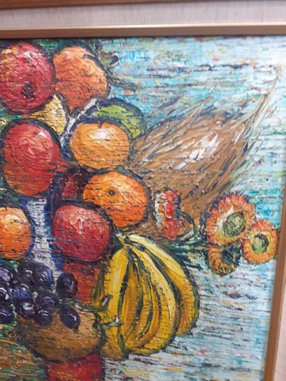 BARBARET ARSAC 
nature morte au fruits exotiques
Huile...
