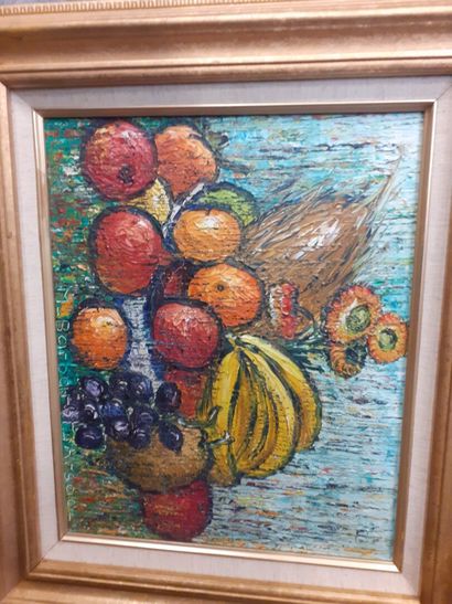 BARBARET ARSAC 
nature morte au fruits exotiques
Huile...