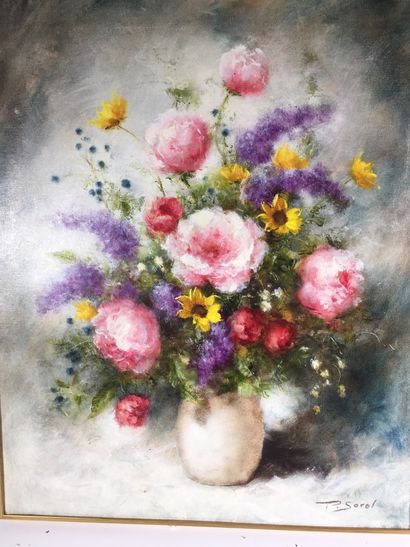 SOREL 
bouquet de fleurs 
huile sur toile
Signée...