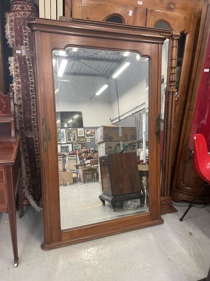 Miroir de boiserie en bois naturel glace...