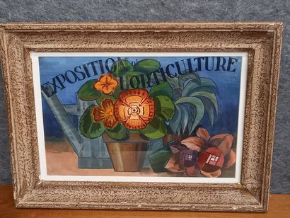 Ecole française 1925
Exposition d'horticulture
Gouache...