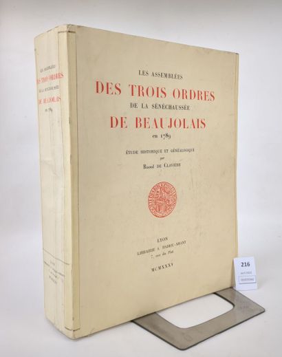 [Beaujolais]. CLAVIERE (Raoul de). Les Assemblées...