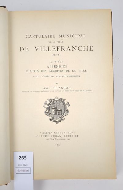 BESANCON (Abel). Cartulaire municipal de...