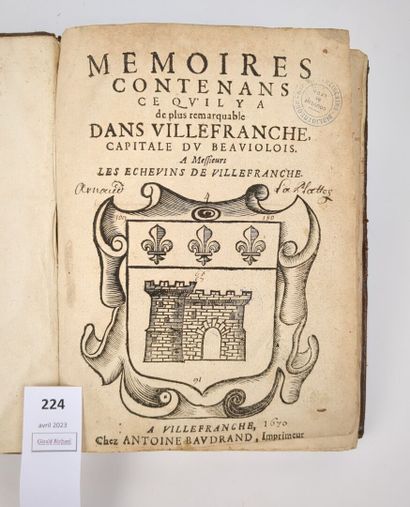 [BEAUJOLAIS]. [BUSSIÈRE (Jean de) et LOUVET...