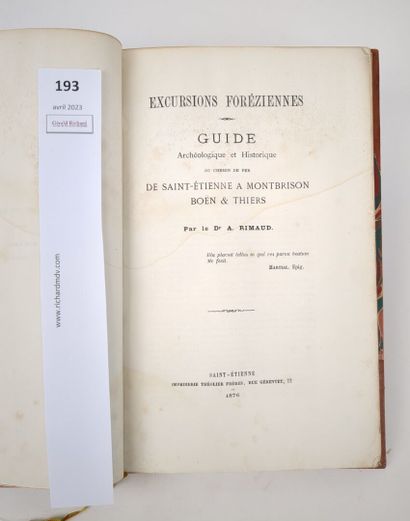 [Forez]. RIMAUD (Dr Antoine) - Guide archéologique...