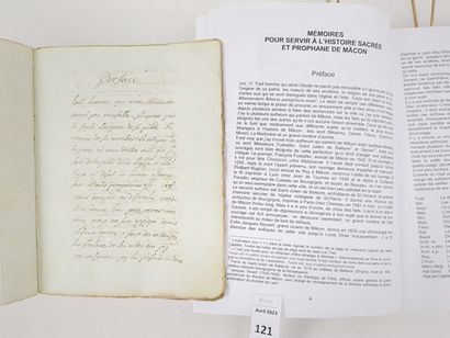 [Manuscrit] LAPLATTE (Abbé François) : Mémoires...