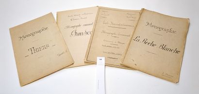Un lot de 4 manuscrits de monographies de...