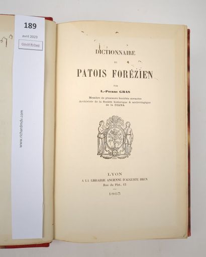 [Forez]. GRAS (Louis-Pierre) - Dictionnaire...