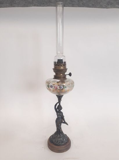 Lampe à pétrole Napoléon III fut à décor...