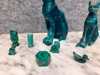 Lot de petits animaux en malachite joint...