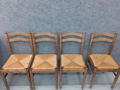 BAUMANN suite de quatre chaises paillées
H...
