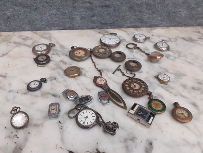 Lot de montres de poche et cadrans dont certaines...