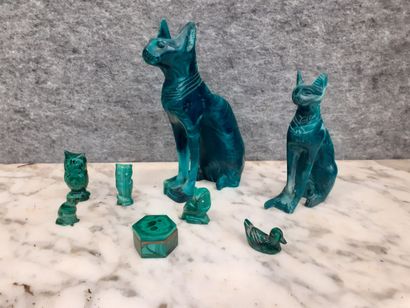 Lot de petits animaux en malachite joint...