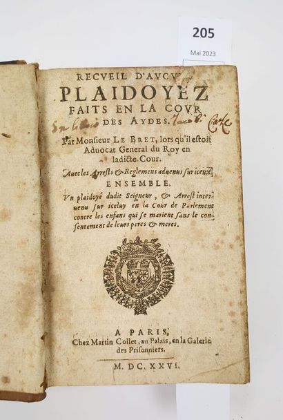 [Droit]. Recueil d'aucuns plaidoyez faits...