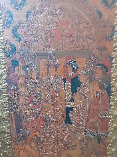 La cour du Roi Charles VII
Panneau pyrogravé...