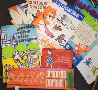 PROPRETÉ DE PARIS. Lot de 10 affiches ou...
