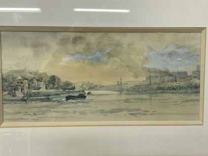 Allain RENOUX 
Vue de Saone vers Vaise 
Aquarelle...