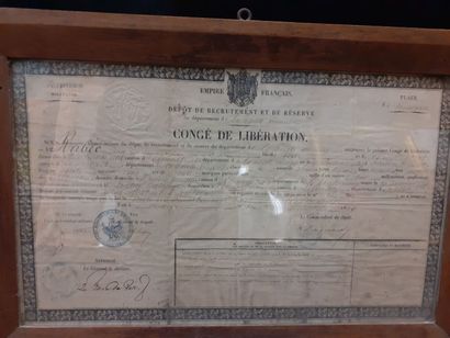Congé Libération encadrée daté 1869
25 x...