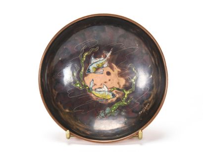 KAYSER
Coupe en cuivre émaillé et cloisonné...