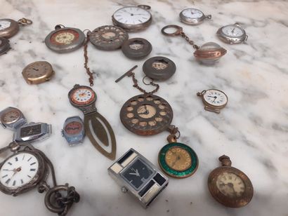 Lot de montres de poche et cadrans dont certaines...