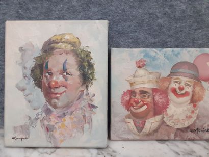W. MOINET 
Les clowns 
Deux huiles sur toiles...