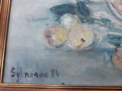 SYLNERAC, table de jardin, 
Huile sur toile
Signée...