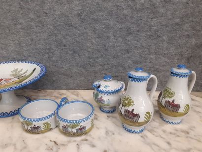 Service en porcelaine bleu blanc