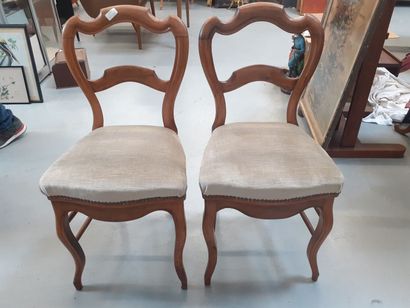 Paire de chaise 19ème assise en velours gris...