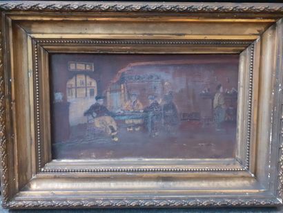 Interieur Hollandais, 
Huile sur toile 
cadre...