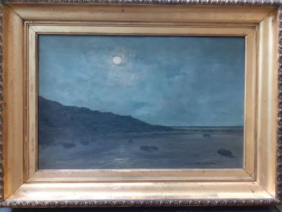 Paysage maritime sous la lune
Huile sur panneau
Encadrée
38.5...