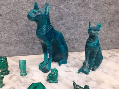 Lot de petits animaux en malachite joint...