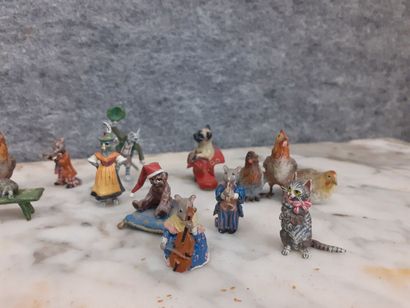 Quinze sujets miniatures en bronze de Vienne...