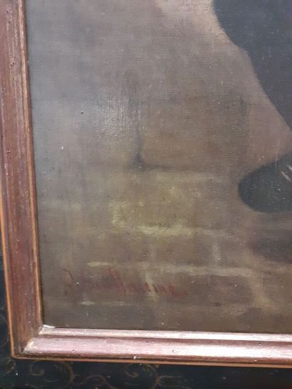 J GUILLAUME
Le joueur de vieille 
Huile sur...