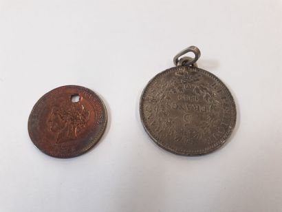 Pièce de 5 francs 2ème République 1849 et...