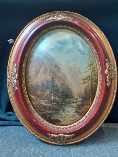 FOURNIER
Vue d emontagne 
Peinture sur panneau,...