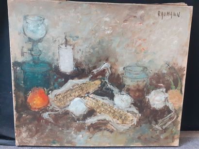 RAUMANN 
Nature morte aux maïs
Huile sur...