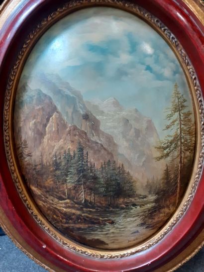 FOURNIER
Vue d emontagne 
Peinture sur panneau,...