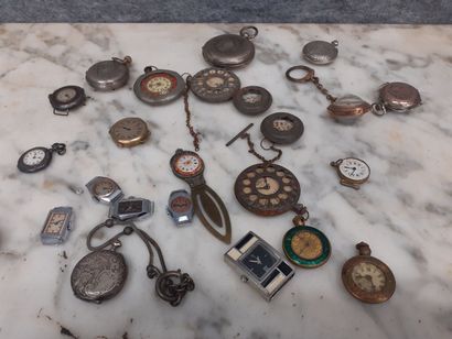 Lot de montres de poche et cadrans dont certaines...