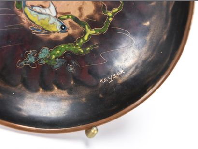 KAYSER
Coupe en cuivre émaillé et cloisonné...