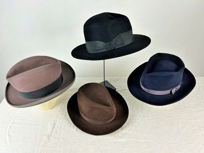 Quatre chapeaux Borsalino et Fedora dont...