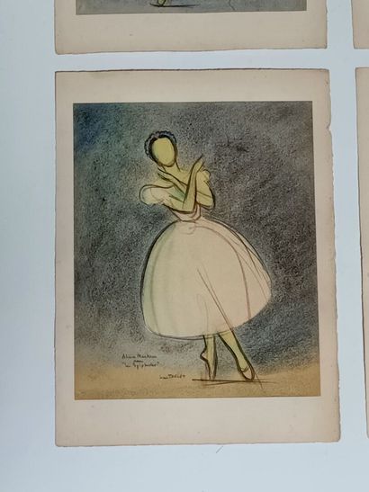 Quatre dessins signés Jean Target représentant...