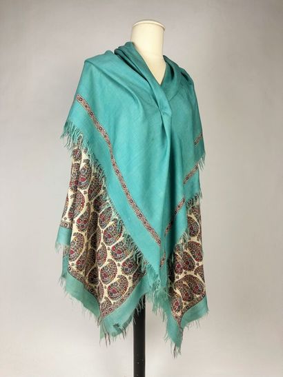 Rare Châle des Indes double-pointe à bordures...