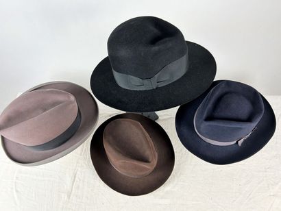 Quatre chapeaux Borsalino et Fedora dont...