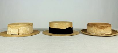 Trois canotiers de mode Balnéaire pour dame,...