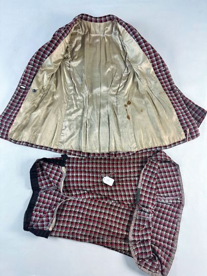 Tailleur jupe en drap de laine tricolore...