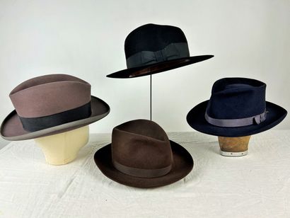 Quatre chapeaux Borsalino et Fedora dont...